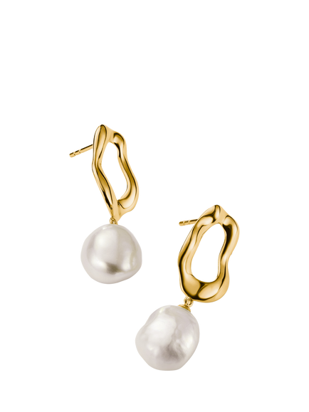 THOMAS SABO Freshwater Pearl Earrings, Gold/White - view 2, Gold/White