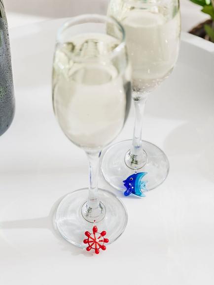 Uberstar Coastal Edition 3D Wine Glass Charms, Set of 6, Multi - view 2, Clear