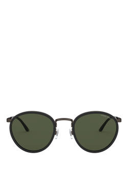 Giorgio Armani AR101M Men's Round Sunglasses, Black/Green - view 2, Black/Green