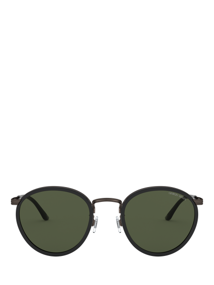 Giorgio Armani AR101M Men's Round Sunglasses, Black/Green - view 2, Black/Green