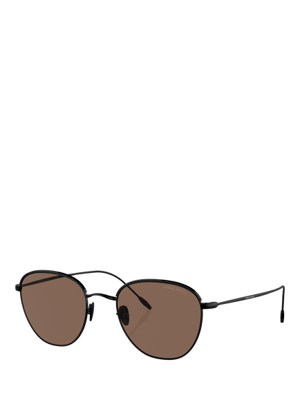 Giorgio Armani AR6048 Men's Round Sunglasses, Matte Black/Brown, Matte Black/Brown