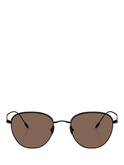 Giorgio Armani AR6048 Men's Round Sunglasses, Matte Black/Brown - view 2, Matte Black/Brown
