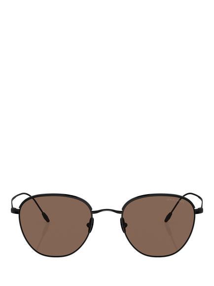Giorgio Armani AR6048 Men's Round Sunglasses, Matte Black/Brown - view 2, Matte Black/Brown