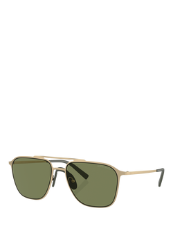 Giorgio Armani AR6110 Men's Round Sunglasses, Matte Pale Gold/Green, Matte Pale Gold/Green