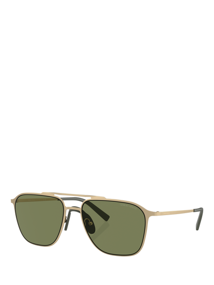Giorgio Armani AR6110 Men's Round Sunglasses, Matte Pale Gold/Green, Matte Pale Gold/Green
