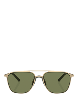 Giorgio Armani AR6110 Men's Round Sunglasses, Matte Pale Gold/Green - view 2, Matte Pale Gold/Green