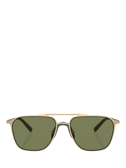 Giorgio Armani AR6110 Men's Round Sunglasses, Matte Pale Gold/Green - view 2, Matte Pale Gold/Green