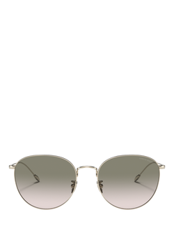 Giorgio Armani AR6114 Women's Oval Gradient Sunglasses, Pale Gold/Green - view 2, Pale Gold/Green