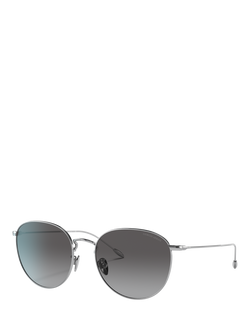 Giorgio Armani AR6114 Women's Oval Gradient Sunglasses, Silver/Grey, Silver/Grey