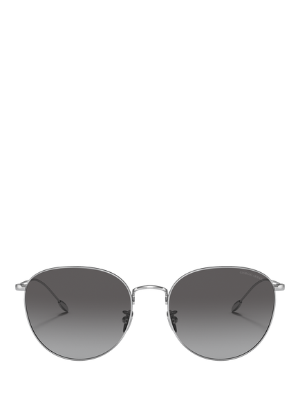 Giorgio Armani AR6114 Women's Oval Gradient Sunglasses, Silver/Grey - view 2, Silver/Grey