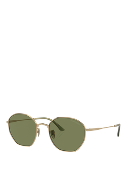 Giorgio Armani AR6150 Men's Irregular Sunglasses, Matte Pale Gold/Green, Matte Pale Gold/Green
