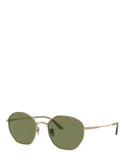 Giorgio Armani AR6150 Men's Irregular Sunglasses, Matte Pale Gold/Green, Matte Pale Gold/Green