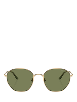 Giorgio Armani AR6150 Men's Irregular Sunglasses, Matte Pale Gold/Green - view 2, Matte Pale Gold/Green