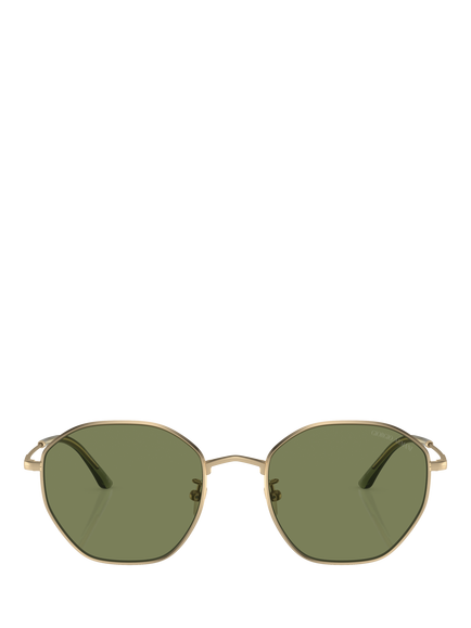 Giorgio Armani AR6150 Men's Irregular Sunglasses, Matte Pale Gold/Green - view 2, Matte Pale Gold/Green