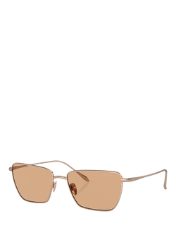 Giorgio Armani AR6153 Women's Rectangular Sunglasses, Rose Gold/Brown, Rose Gold/Brown