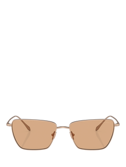 Giorgio Armani AR6153 Women's Rectangular Sunglasses, Rose Gold/Brown - view 2, Rose Gold/Brown