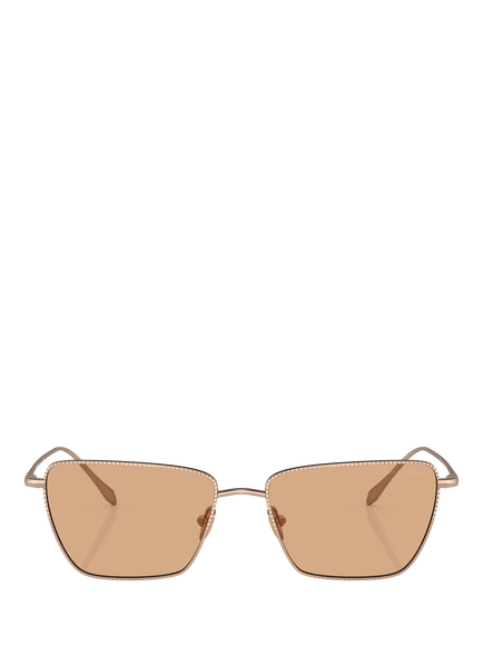 Giorgio Armani AR6153 Women's Rectangular Sunglasses, Rose Gold/Brown - view 2, Rose Gold/Brown