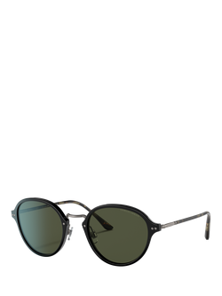 Giorgio Armani AR8139 Men's Oval Sunglasses, Black/Green, Black/Green