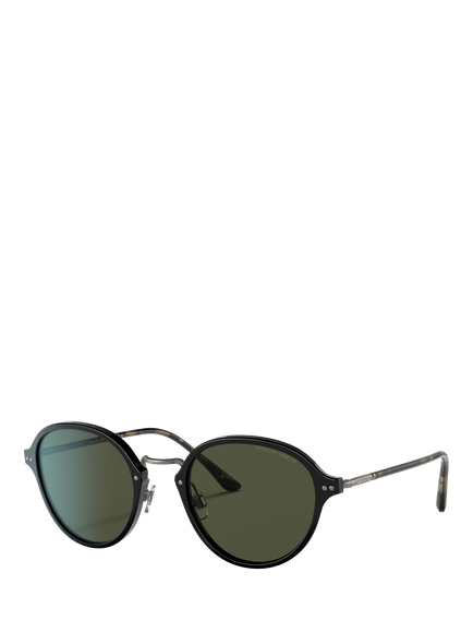 Giorgio Armani AR8139 Men's Oval Sunglasses, Black/Green, Black/Green