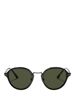 Giorgio Armani AR8139 Men's Oval Sunglasses, Black/Green - view 2, Black/Green