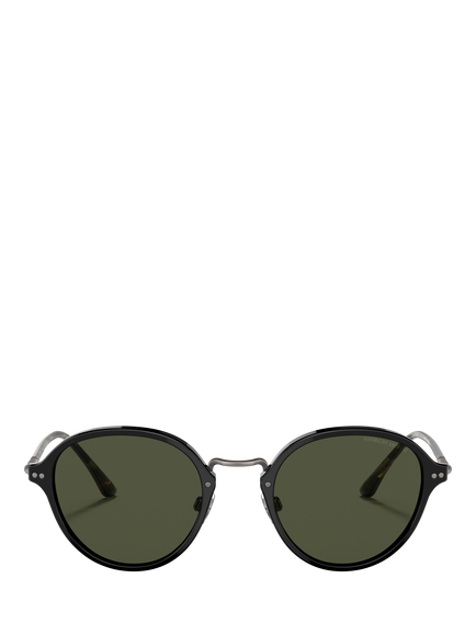 Giorgio Armani AR8139 Men's Oval Sunglasses, Black/Green - view 2, Black/Green