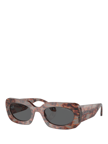 Giorgio Armani AR8182 Women's Rectangular Sunglasses, Grey Havana/Grey