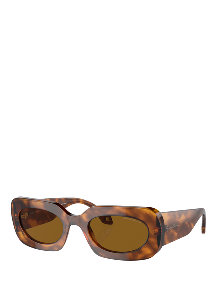 Giorgio Armani AR8182 Women's Rectangular Sunglasses, Red Havana/Brown