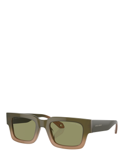 Giorgio Armani AR8184U Men's Rectangular Sunglasses, Gradient Green/Brown, Gradient Green/Brown