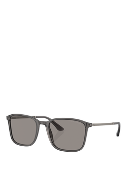 Giorgio Armani AR8197 Men's Rectangular Sunglasses, Transparent Grey/Grey, Transparent Grey/Grey