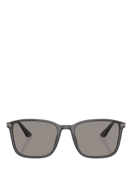 Giorgio Armani AR8197 Men's Rectangular Sunglasses, Transparent Grey/Grey - view 2, Transparent Grey/Grey