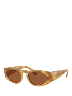 Giorgio Armani AR8216 Men's Rectangular Sunglasses, Yellow Havana/Brown