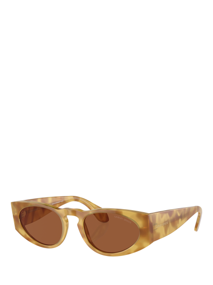 Giorgio Armani AR8216 Men's Rectangular Sunglasses, Yellow Havana/Brown