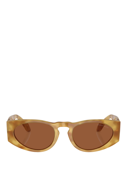 Giorgio Armani AR8216 Men's Rectangular Sunglasses - view 2, Yellow Havana/Brown