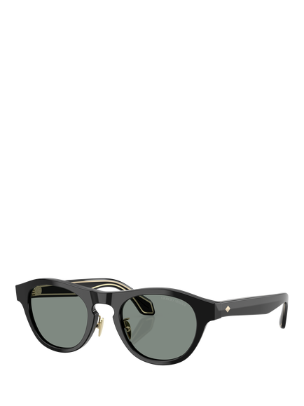 Giorgio Armani AR8225 Men's Oval Sunglasses, Black/Grey, Black/Grey