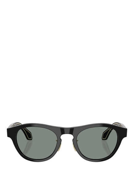 Giorgio Armani AR8225 Men's Oval Sunglasses, Black/Grey - view 2, Black/Grey