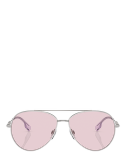 Burberry BE3147 Women's Oval Sunglasses, Silver/Pink - view 2, Silver/Pink