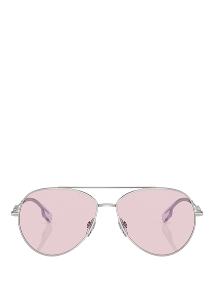 Burberry BE3147 Women's Oval Sunglasses, Silver/Pink - view 2, Silver/Pink
