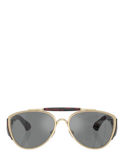 Burberry BE3161 Unisex Aviator Sunglasses, Light Gold/Grey - view 2, Light Gold/Grey