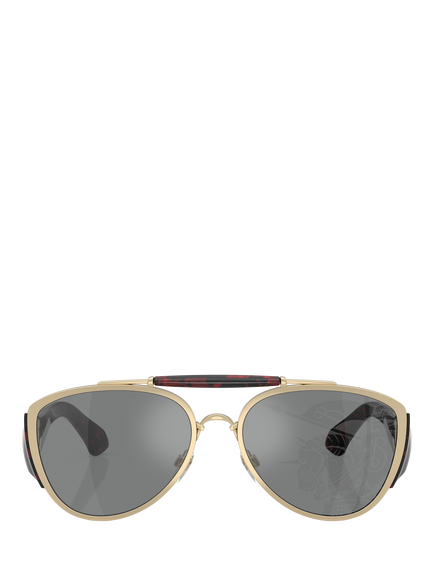 Burberry BE3161 Unisex Aviator Sunglasses, Light Gold/Grey - view 2, Light Gold/Grey