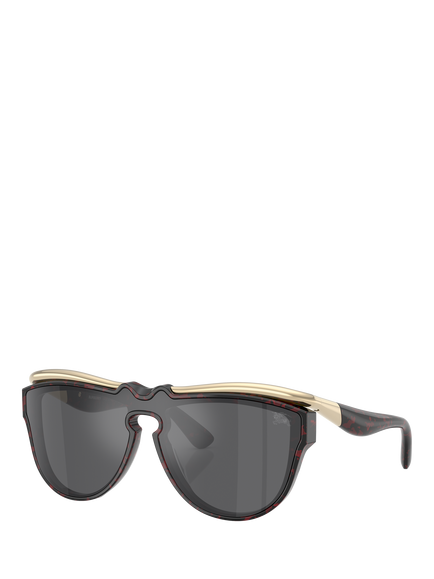 Burberry BE3162U Unisex Oval Sunglasses, Red Havana/Grey