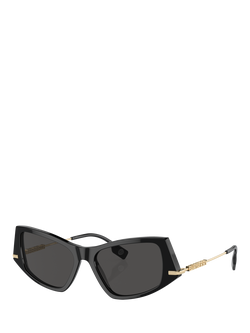 Burberry BE4408 Women's Cat's Eye Sunglasses, Black, Black