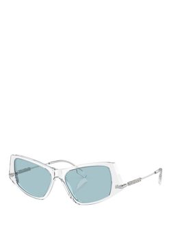 Burberry BE4408 Women's Cat's Eye Sunglasses, Transparent/Pale Blue