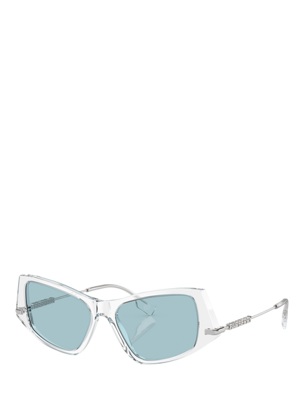 Burberry BE4408 Women's Cat's Eye Sunglasses, Transparent/Pale Blue