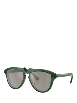 Burberry BE4417U Men's Irregular Sunglasses, Green/Silver, Green/Silver