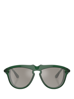 Burberry BE4417U Men's Irregular Sunglasses, Green/Silver - view 2, Green/Silver