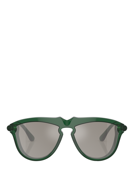 Burberry BE4417U Men's Irregular Sunglasses, Green/Silver - view 2, Green/Silver