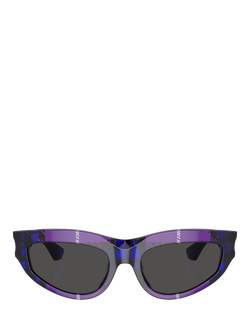 Burberry BE4425U Women's Cat's Eye Sunglasses, Check Violet/Grey - view 2, Check Violet/Grey