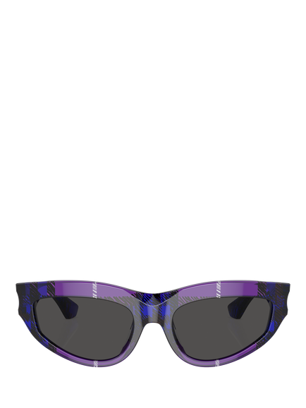 Burberry BE4425U Women's Cat's Eye Sunglasses, Check Violet/Grey - view 2, Check Violet/Grey