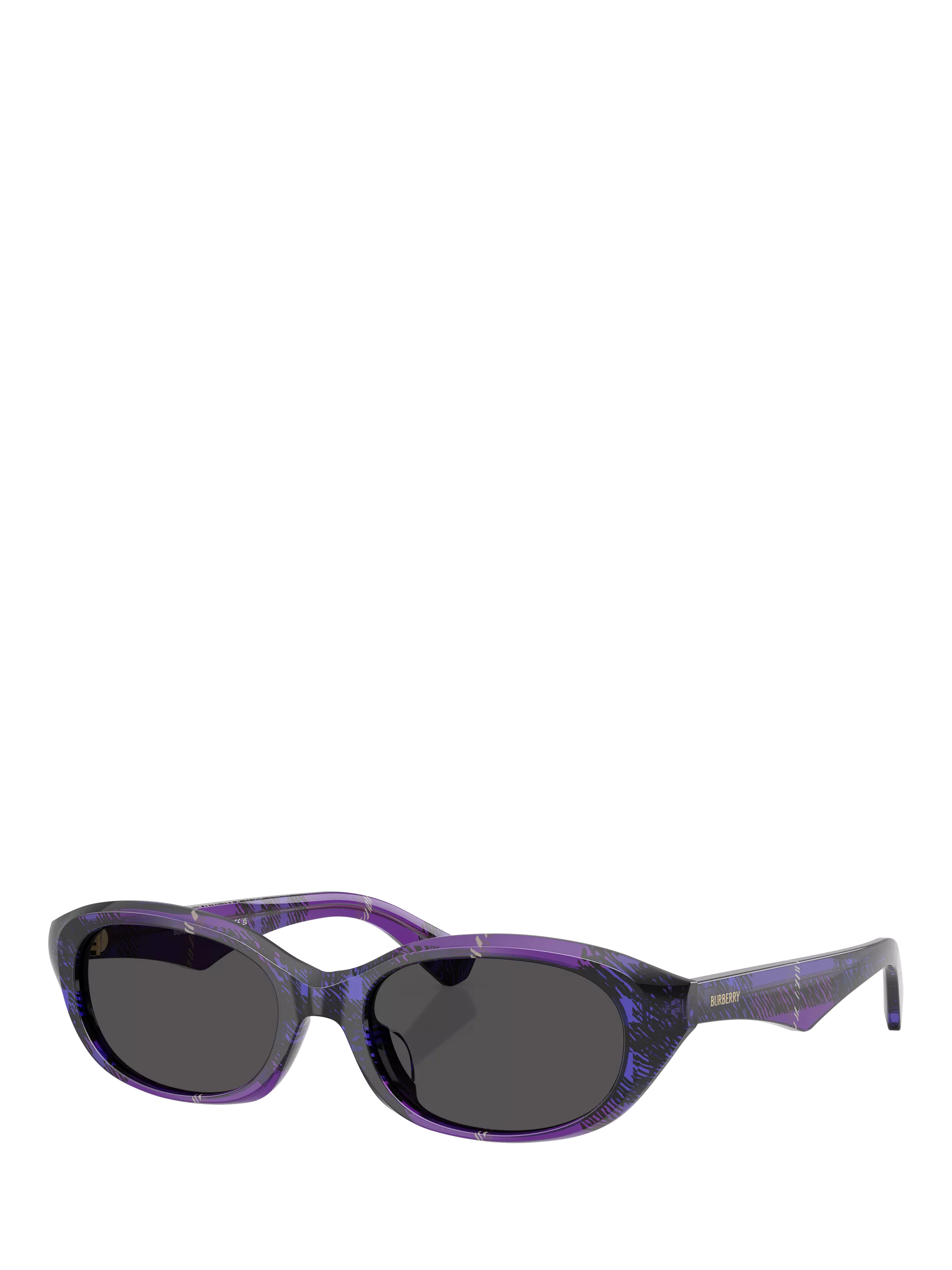 Burberry BE4447D Women's Oval Sunglasses, Check Violet/Grey
