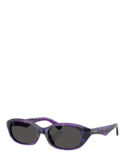 Burberry BE4447D Women's Oval Sunglasses, Check Violet/Grey, Check Violet/Grey